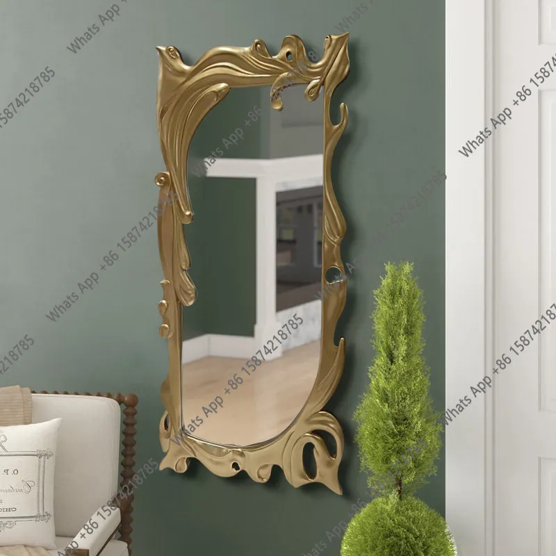 French full-body mirror light luxury modern art full-length mirror household home-style wall-mounted special-shaped floor