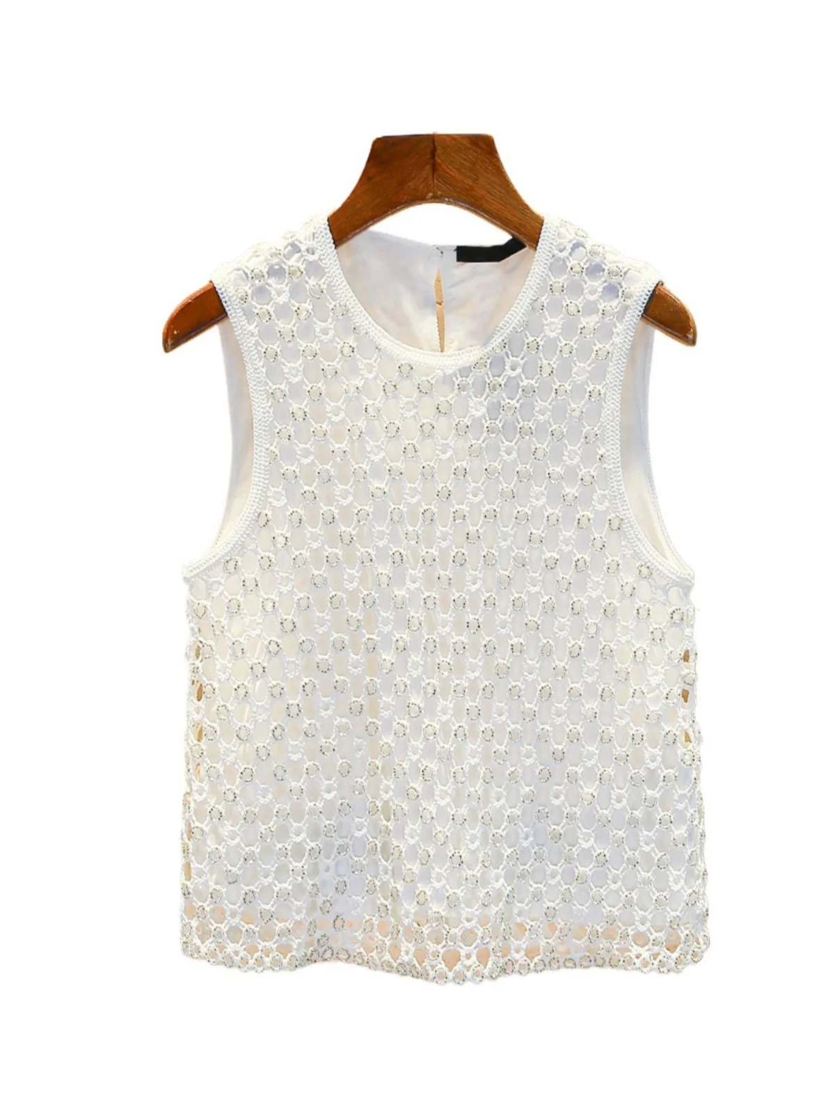 M Home Nan You High End European Sle Dames ort Diamond Embellied Vest Top Lente Pendelen Sle Kleur