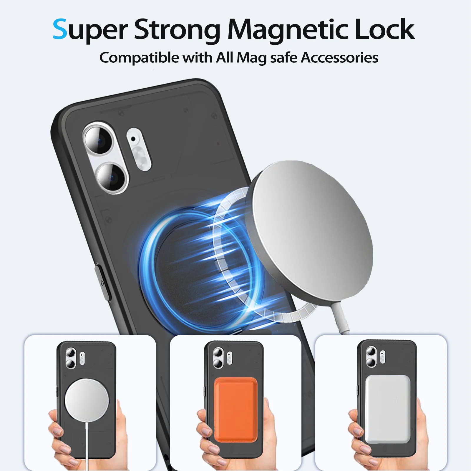 HARUINO Magnetic Case for Nothing Phone 2 Cover -Wireless Charger Compatible,360° Rotatable Ring Holder Stand, Anti Fingerprint