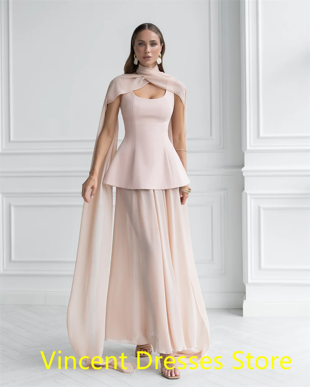 Customized Elegant pink Jersey Homecoming Dress Temperament Square Collar Shawl Ruffles Zipper Back Customized Vestido De Festa