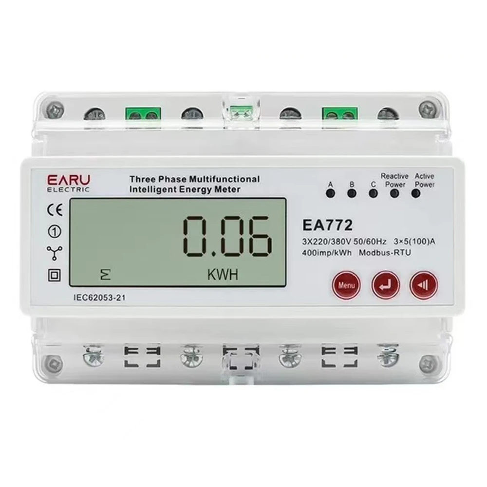 3 Phase Multifunction Smart Electronic Bidirectional Energy Power Over Under Current Voltage kWh Meter with RS485 Communication