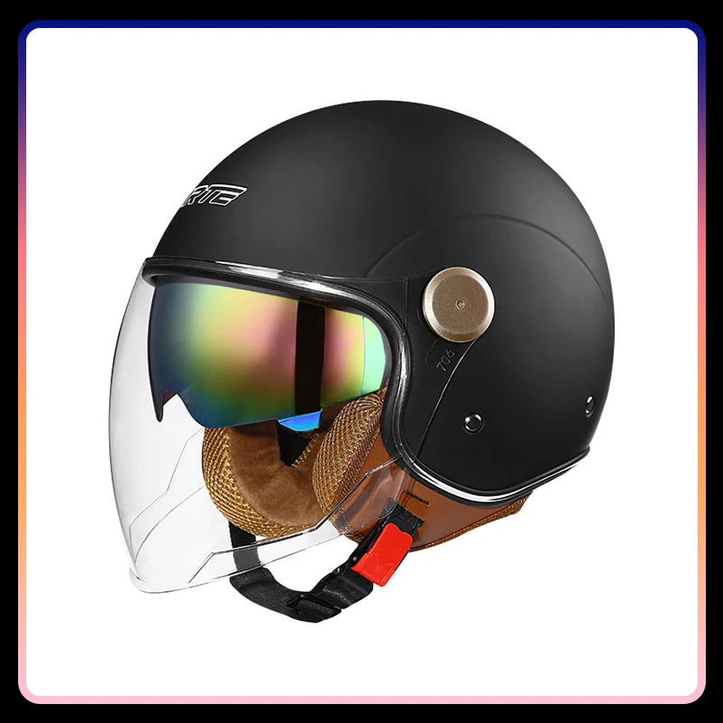 

DOT Approved Retro Semi-open Helmets Double Visor Men Women 3/4 Open Half Helmet Vintage Jet Moto Helmet Four Seasons