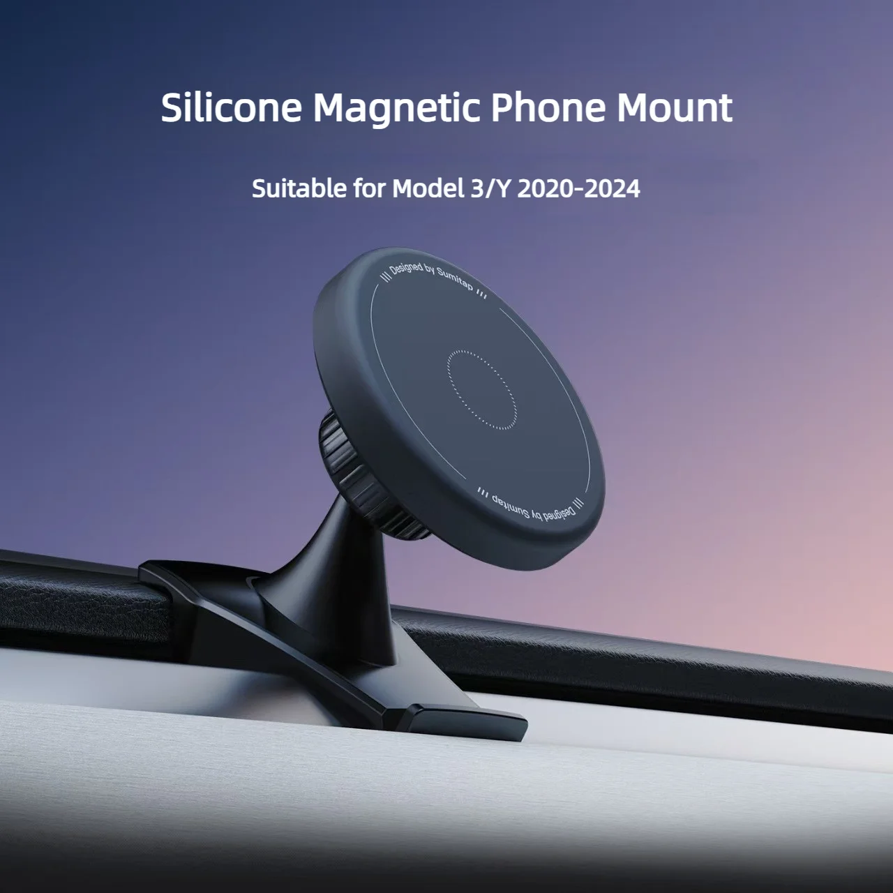 Dla Tesla Model 3 Model Y 2020-2024 Silikonowy Magnetyczny Uchwyt na Telefon 360 ° Obrotowy uchwyt samochodowy na telefon kompatybilny z MagSafe