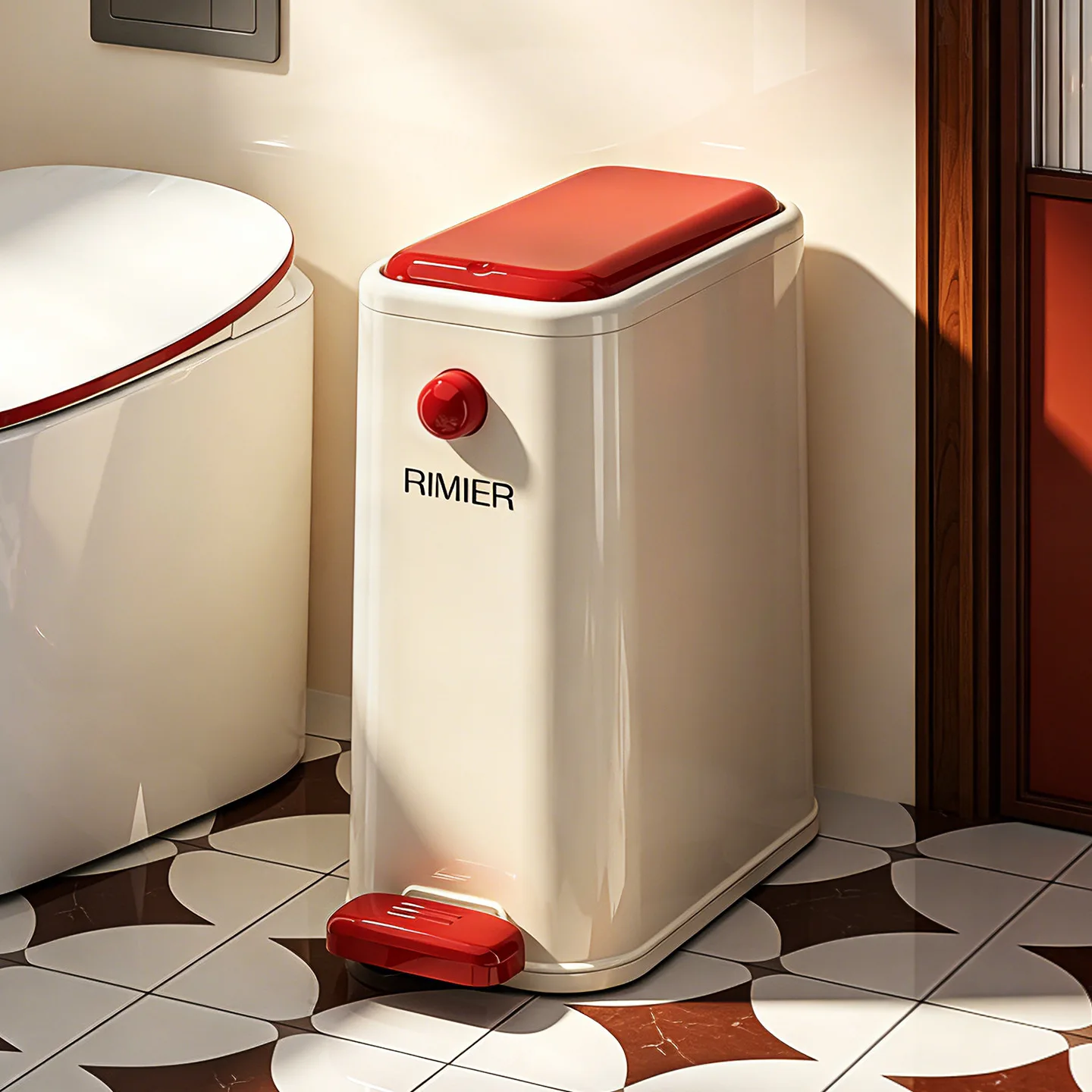 Vibrant Stylish Slim Foot Pedal Trash Can with Push Lid Narrow Gap Space Saving Waste Bin for Bathroom Toilet Home Use