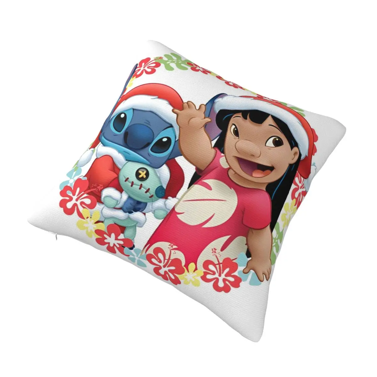 Merry Christmas Stitch & Lilo Pillowcase Accessories Printing Cushion Cover Decor Throw Pillow Case Cover Seater Multiple Sizes