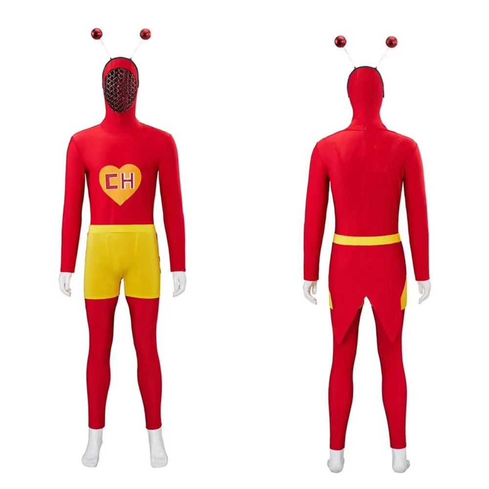 TV  El Chapulin Colorado Cosplay Costume Men's Red Jumpsuit Halloween Carnival  Bodysuit