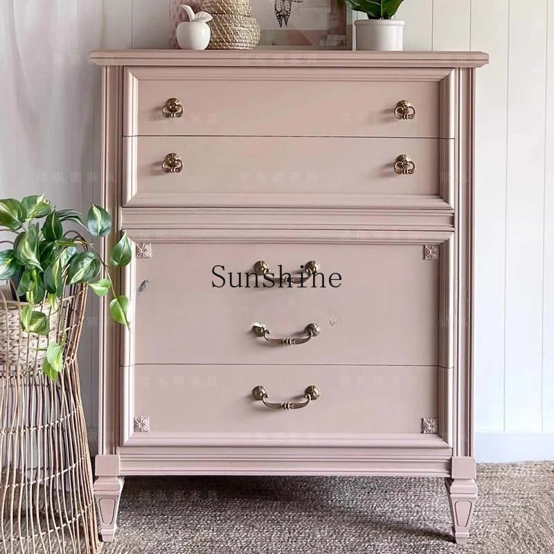 

French solid wood chest/retro old storage/small apartment storage/customizable and simple