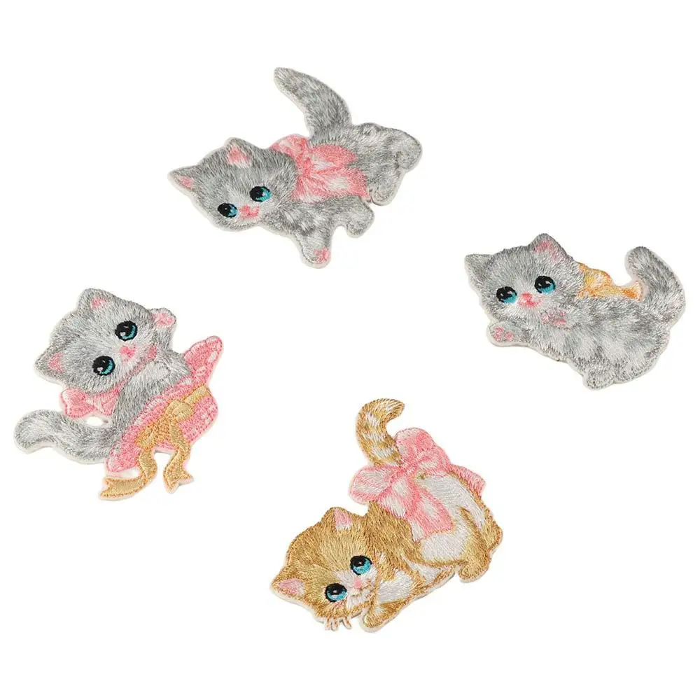 Phone Case Self-adhesive Cartoon Cat Embroidered Patch DIY Cute Clothing Patch Clothes Stickers Clothes Appliques Sewing