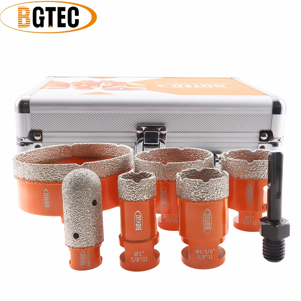 

BGTEC 7pcs Diamond Drilling Milling Bits Kit 5/8"-11 25/35/50/65/100mm Hole Saw+25mm Diamond Finger Bit+SDS PLUS Adapter Tile