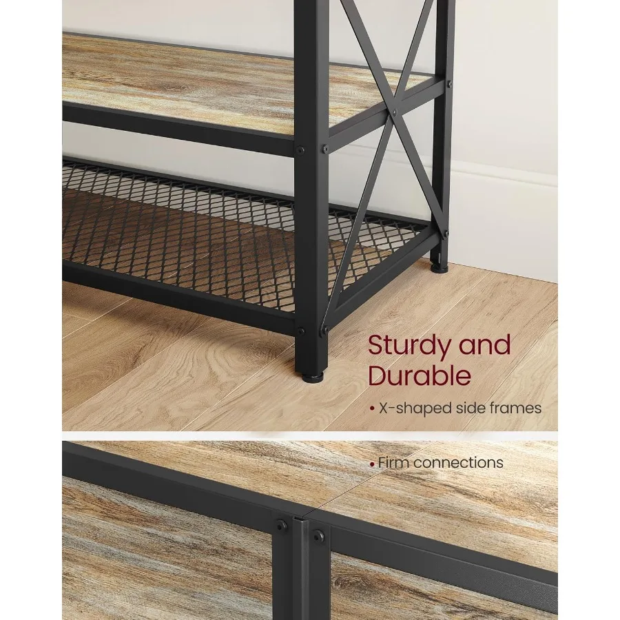 حامل تلفزيون لأجهزة التلفاز حتى 75 بوصة 70.1 بوصة وحدة تحكم تلفزيون واسعة مع أرفف تخزين إطار فولاذي تركواز بني وأسود معيشة #6