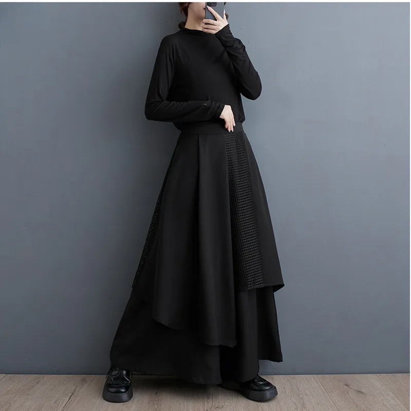 #2956 Asymmetrical Wide Leg Pants Women Split Joint High Waisted Long Pants Ladies Loose Baggy Pants Female Trousers High Waist