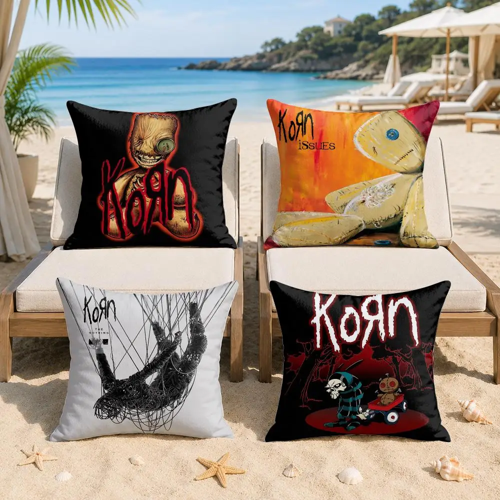 K-Korn Band Rock Cushion Cover Silky Short Plush Invisible Zipper Dustproof Sofa Pillow Case For Home Decor