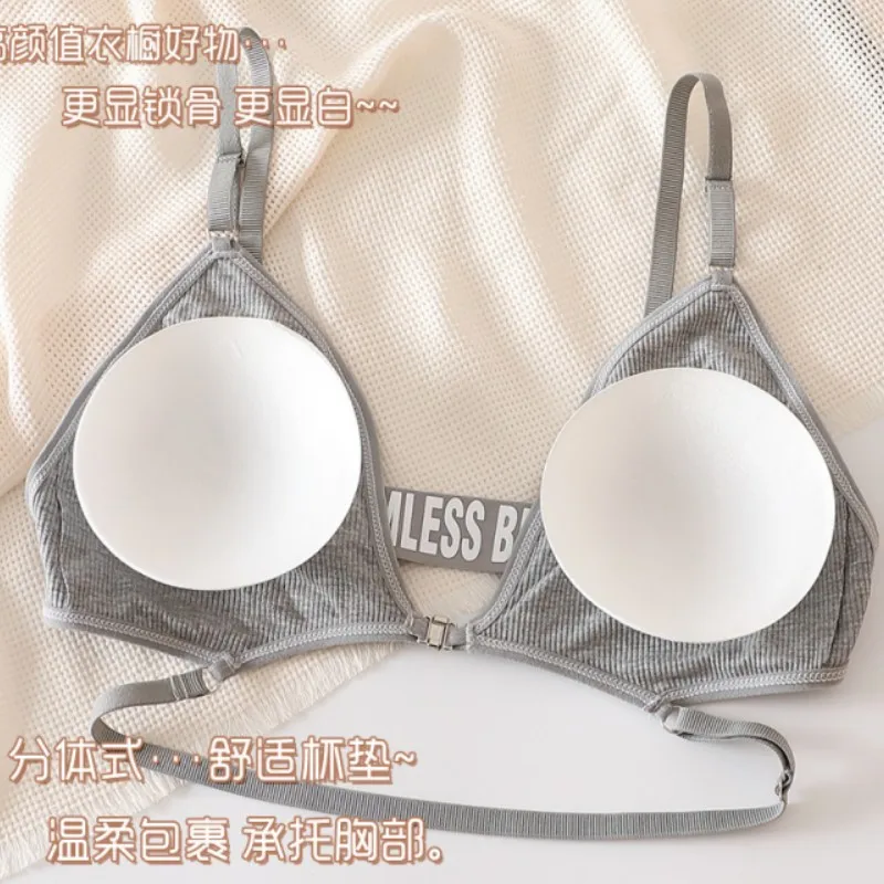 Front Closure Bras Set Women Sexy Lingerie Backless Bra Low Waist Thongs Panty Set Non-Wire Bra Sport Seamless Underwear Set