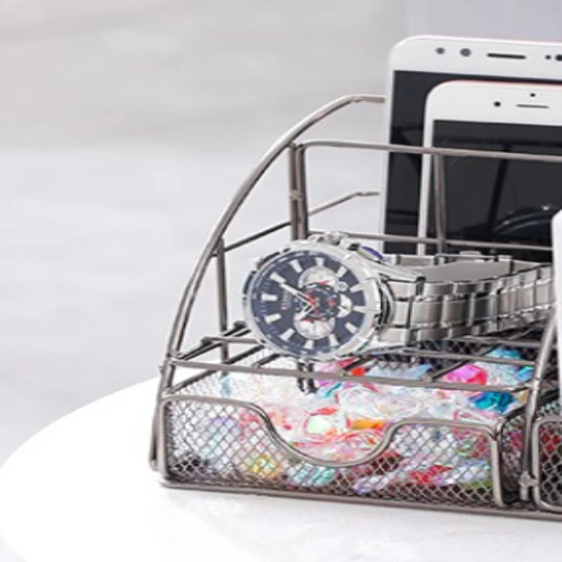 北欧メタルデスクトップオーガナイザー - オフィス、化粧品、家庭用のスタイリッシュな多機能文具&ファイルホルダー