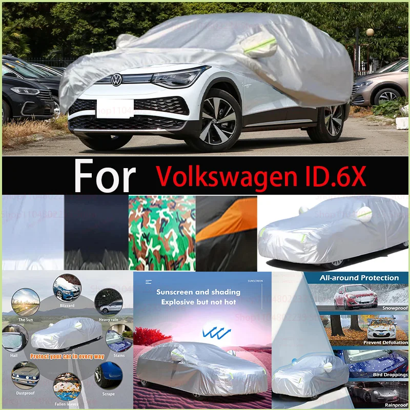 

Для Volkswagen ID.6X ветрозащитный автомобильный чехол со светоотражающей полосой, автоматический анти-УФ-защита от солнца, дождя, снега, пыли, защитный чехол