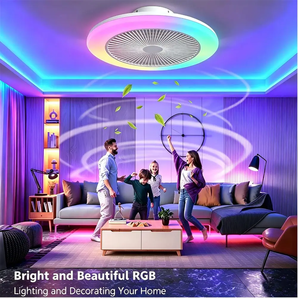 Creative 2-in-1 LED Fan Light Rotatable Silent Crystal Fan Light Three-speed Mode Smart Ceiling Fan Lamp Living Room