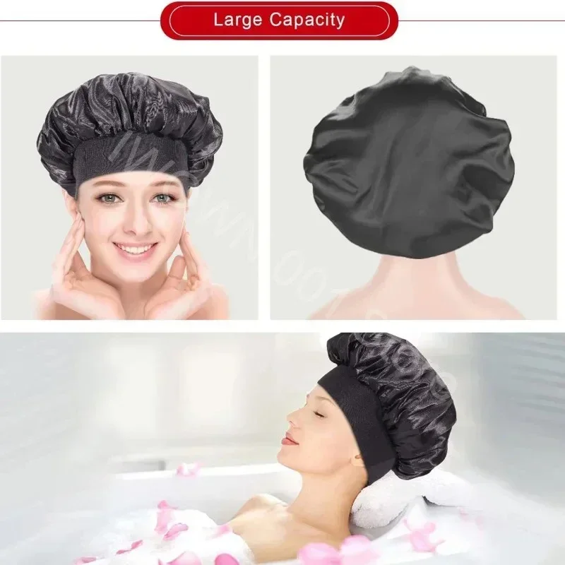 New Women\'s Satin Solid Wide-brimmed Sleeping Hat Unisex Head Wrap Elastic Band Cap Hair Care Bonnet Night Hat bonnet de nuit