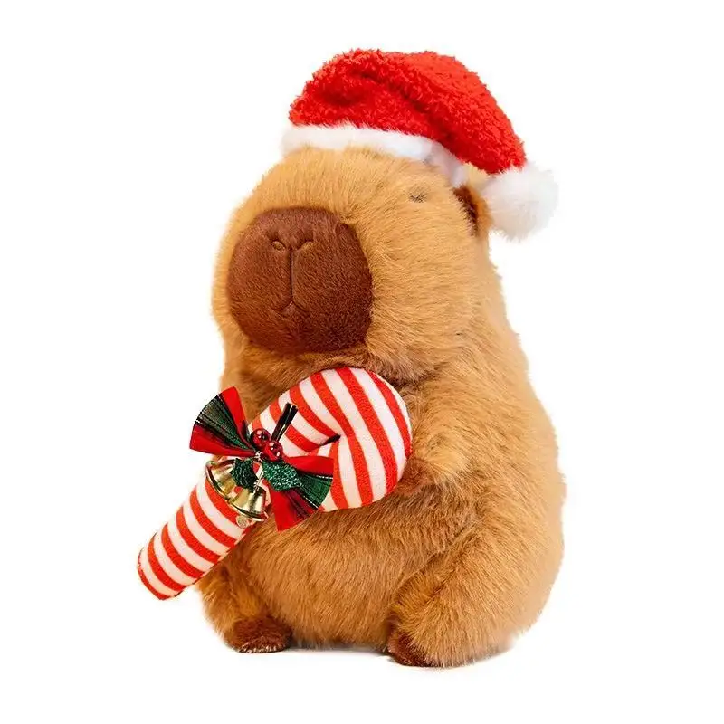 Kawaii New Year Party Christmas Decoration Cute Capybara Plushies Xmas Hat Tree Candy Cane Decor Capi Plush Soft Toys Gift