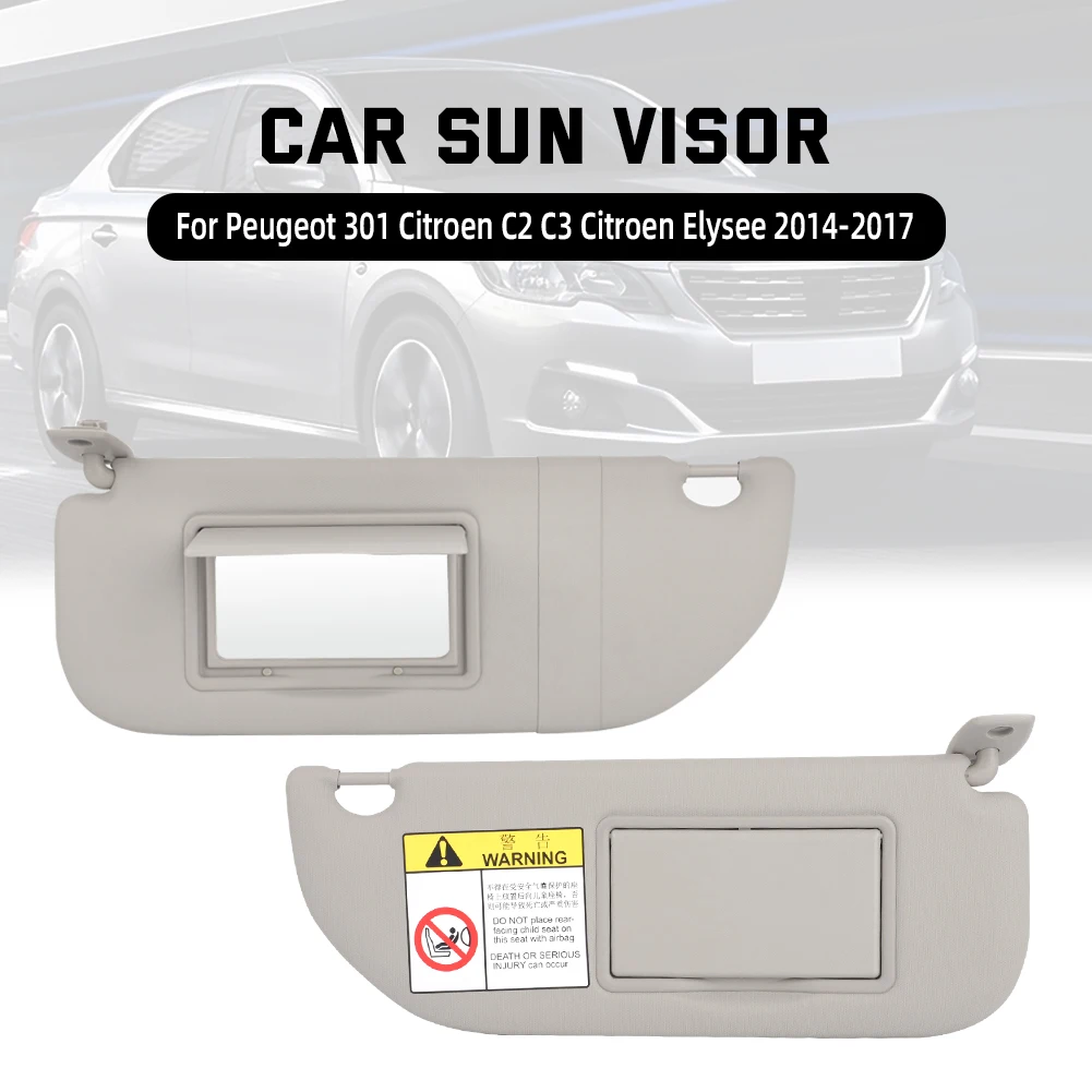 Car Sun visor Sunshield Sunshade With Makeup Mirror 98038432DS 98038433DS For Peugeot 301 Citroen C2 C3 Citroen Elysee 2014-2017