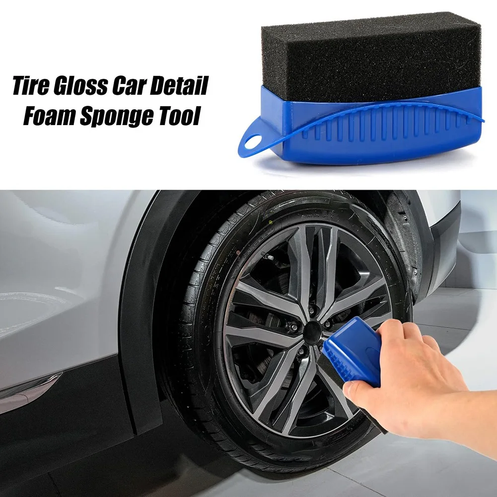 Tire Shine Applicator, Tire Dressing Applicator Pad, Tire Sponge Applicator Curved Tire Detail Sponge with Handle A