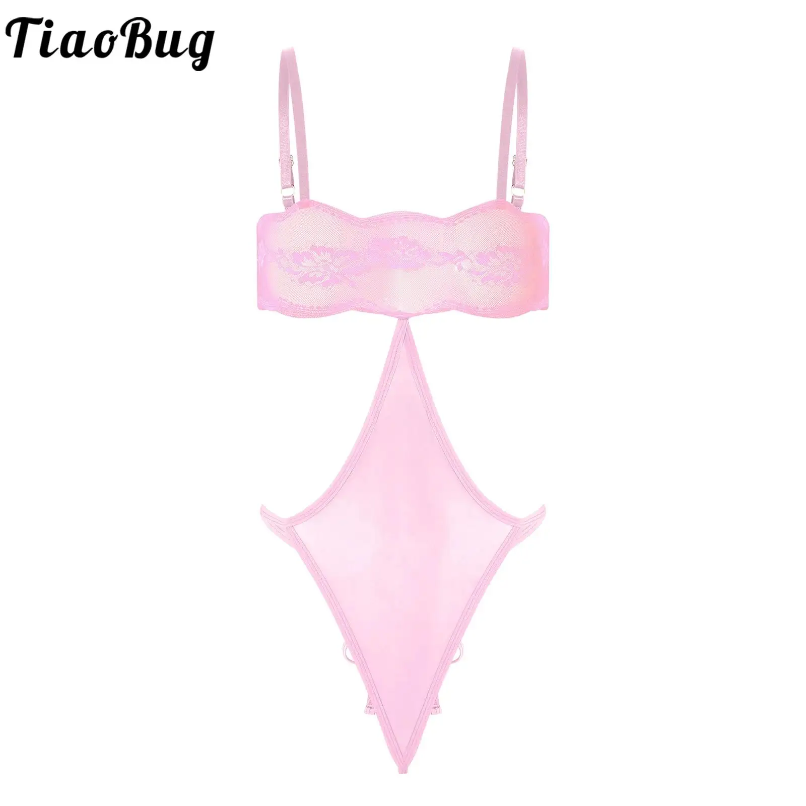 

Women Spicy Sheer Mesh Lace Bodysuit Nightwear Backless T-back Thong Tempting Catsuits for Intimate Dating Honeymoon Anniversary