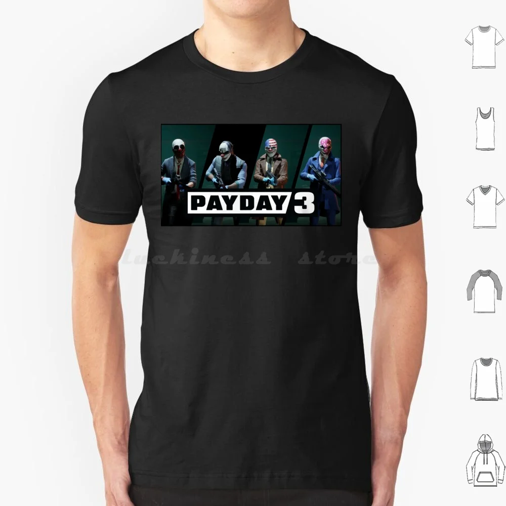 Payday 3 Heisters T Shirt Big Size 100% Cotton Payday Logo Payday 3 Custom Design Payday 3 Logo Payday 2 Payday Symbol Payday