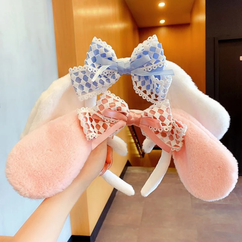 Sanrio Kawaii Cinnamoroll Plush Headband For Women Girls Anime Cute Cartoon Plush Head Band Sweet Fashion Hair Accessories Gift