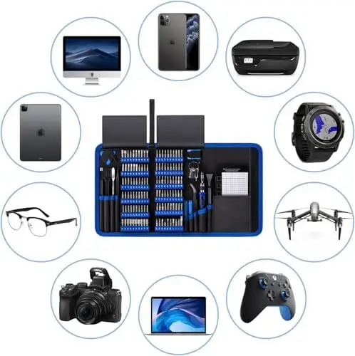 مجموعة أدوات بناء الكمبيوتر 140-IN-1: مجموعة مفكات براغي دقيقة لأجهزة الكمبيوتر المحمول، iPhone، MacBook، PS4/5، Xbox
