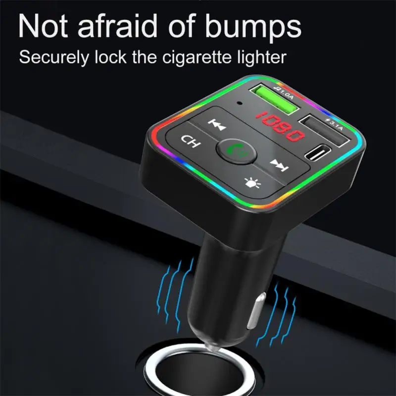 

Car Bluetooth5.0 FM Transmitter LCD Screen Voltage Detection Dual USB Car Charger Hands-free Calling MP3 Player With Color light