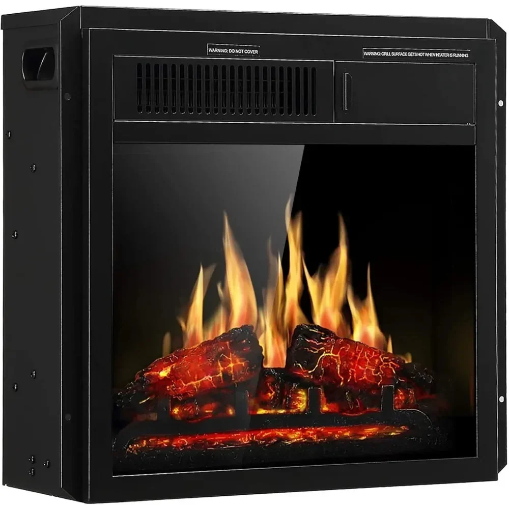 

Fireplace Wooden Surround Firebox Free Standing, Adjustable Led Flame, Remote Control 750-1500W