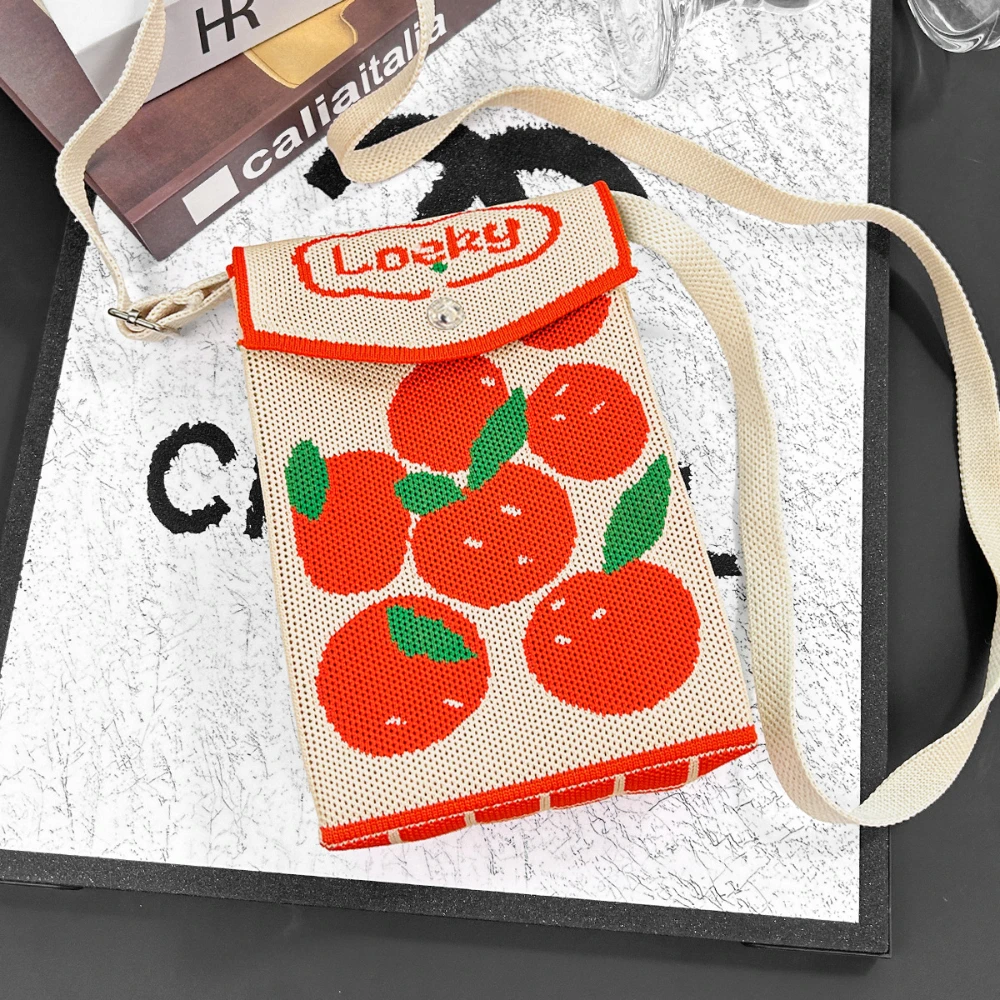 Knitted Phone Bag Practical Festive Small Square Bag Mini Shoulder Bag Joyful For Chinese New Year Travel Holiday Outfit
