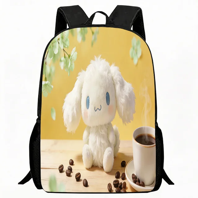 

Kids Bag Fluffy Puppy with Coffee Print School Backpack Adjustable Breathable Children's Casual Daypack Lightweight Durable Kids