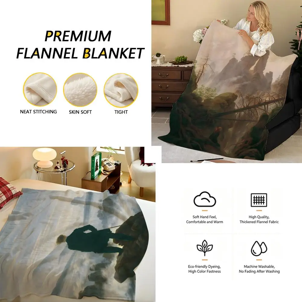Artist C-Caspar D-David F-Friedrich Throw Flannel Blanket, Soft Warm, Durable & Washable cute Cool
