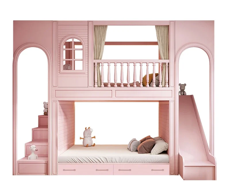 Children's room Whole house slide bed Tree house bunk bed Elevated