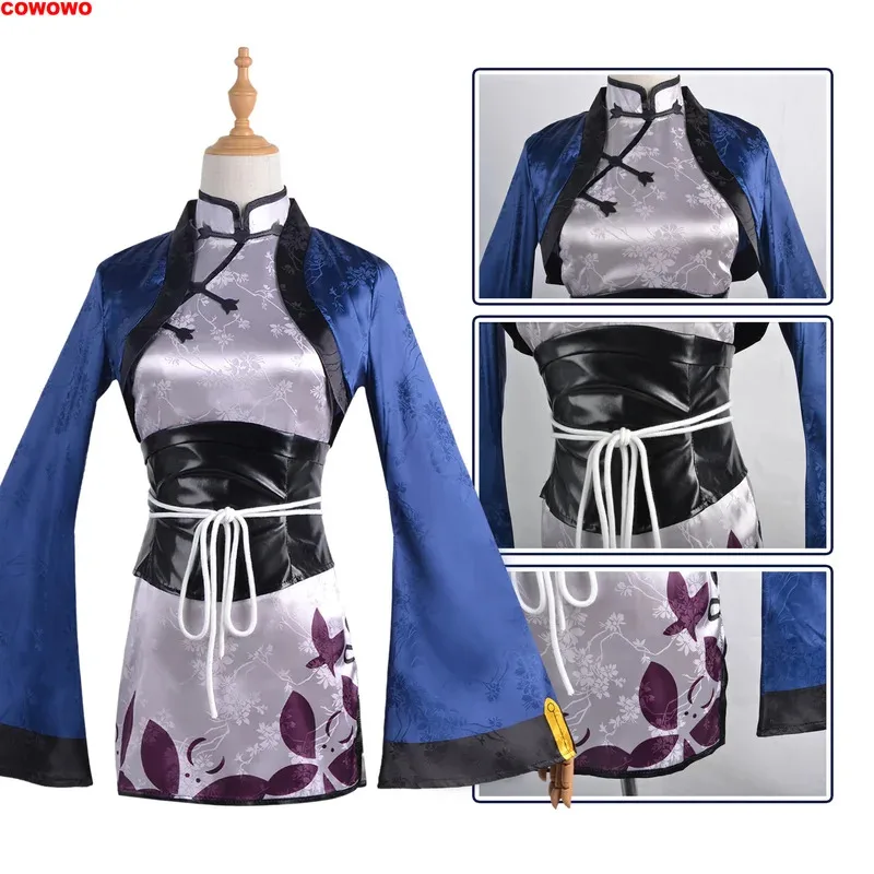 lili 123Black Butler Ciel Phantomhive Blue Cat Cheongsam Royal Sister Ladies Cosplay Costume Cos Game Anime Party Uniform Hallow