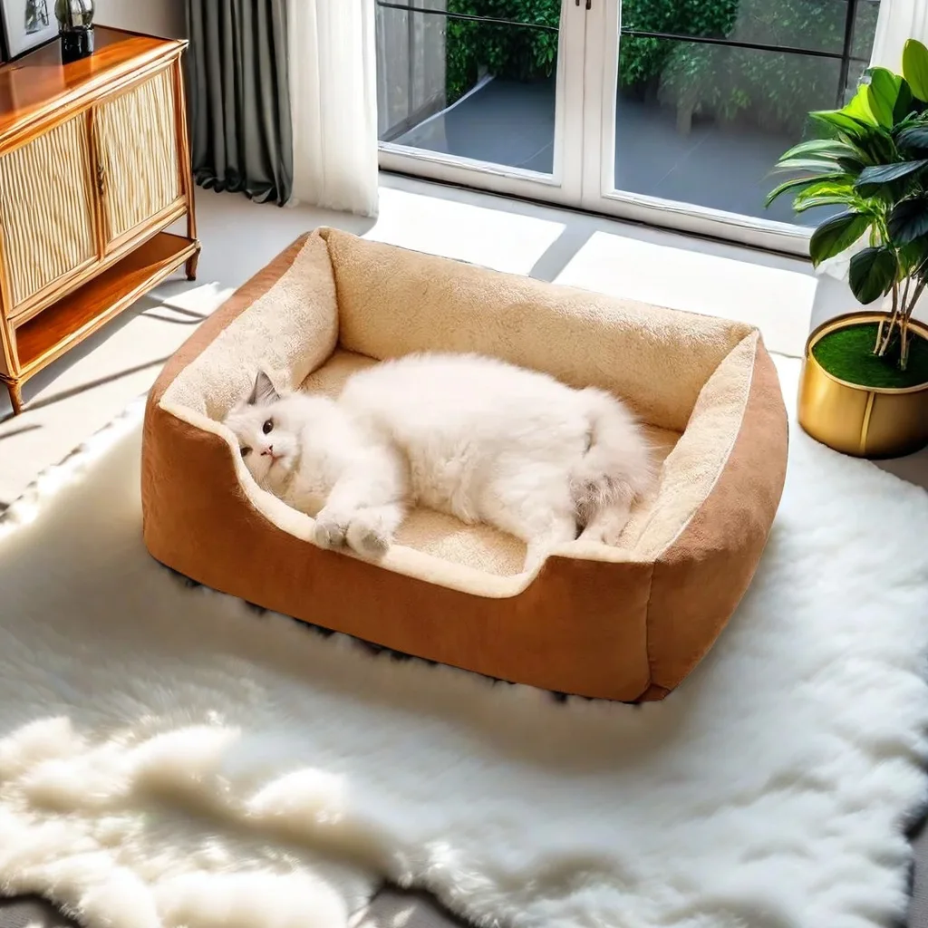 Cat beds，Large Pet Cat Bed Sofa Warm House，Square Nest Pets Kennels for Small Dogs Cats Winter Puppy Kittens Sleeping Baskets