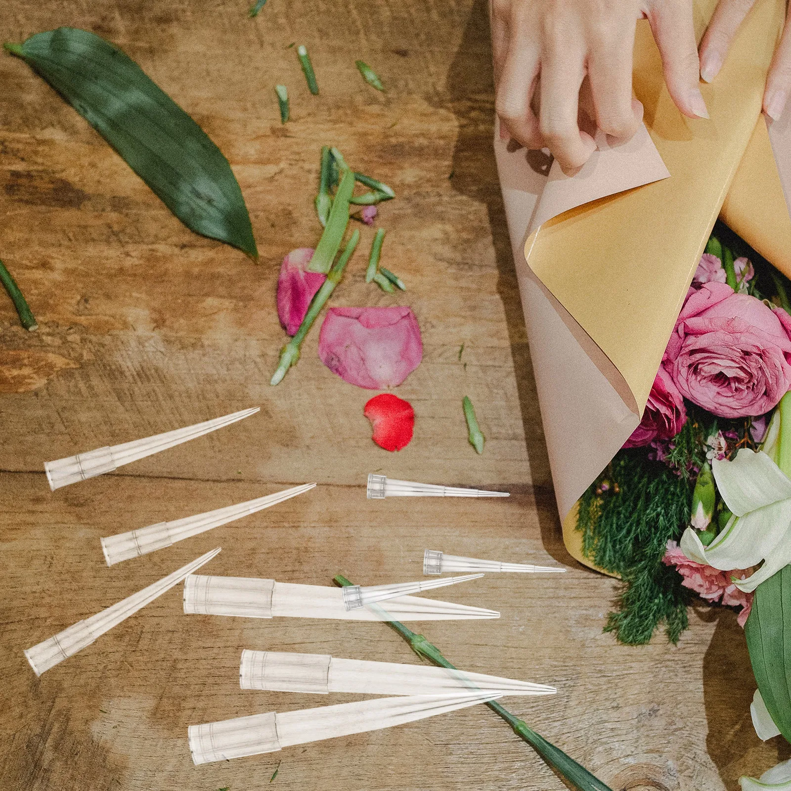 

60 Pcs Immortal Flower Fixer Floral Single Water Tube Stem Holder Plastic Pipe Wedding Tubes Vials