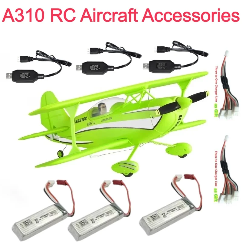 7.4V 500mAh Batterij Voor A310 Afstandsbediening Vliegtuig A310 Borstelloze RC Vliegtuig Batterij Vliegtuigen Onderdelen Accessoires USB Lijn - afbeelding 2