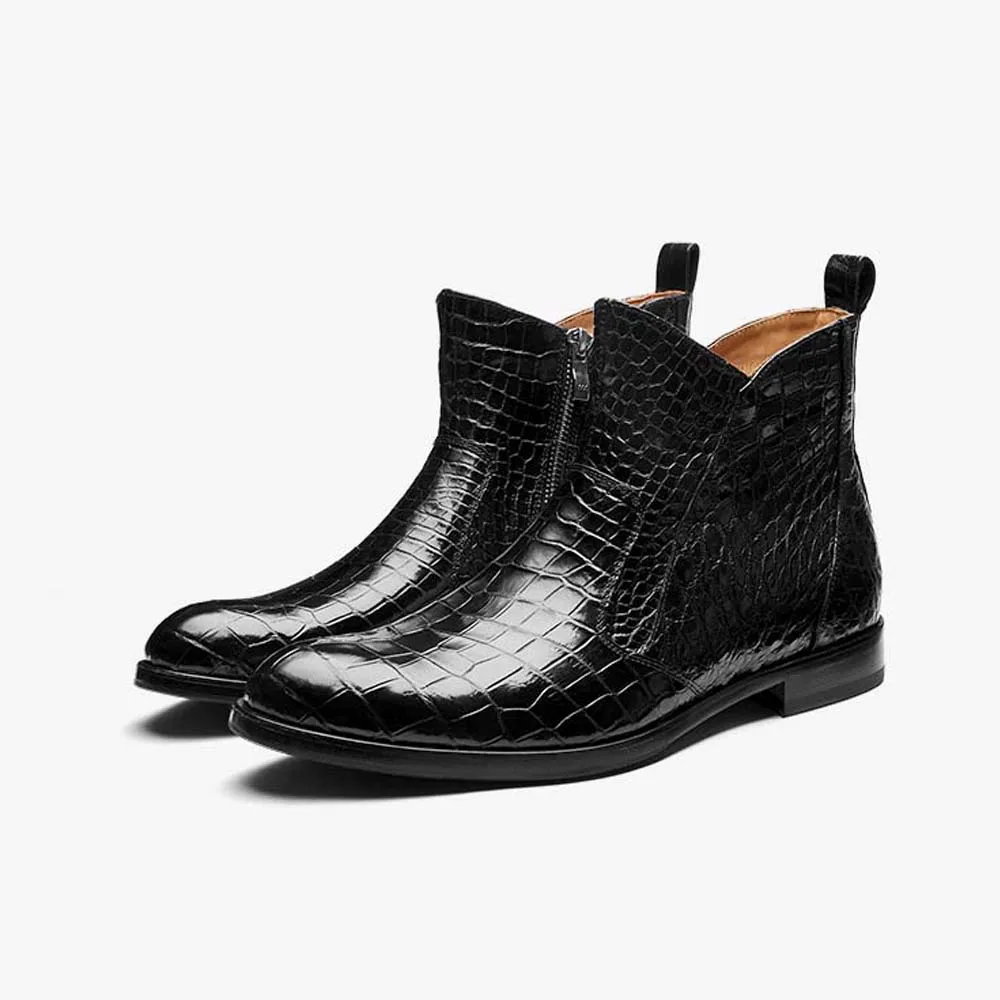 

gete Crocodile male boots Men Crocodile shoes New style low-heeled British Ankle boots Men boots