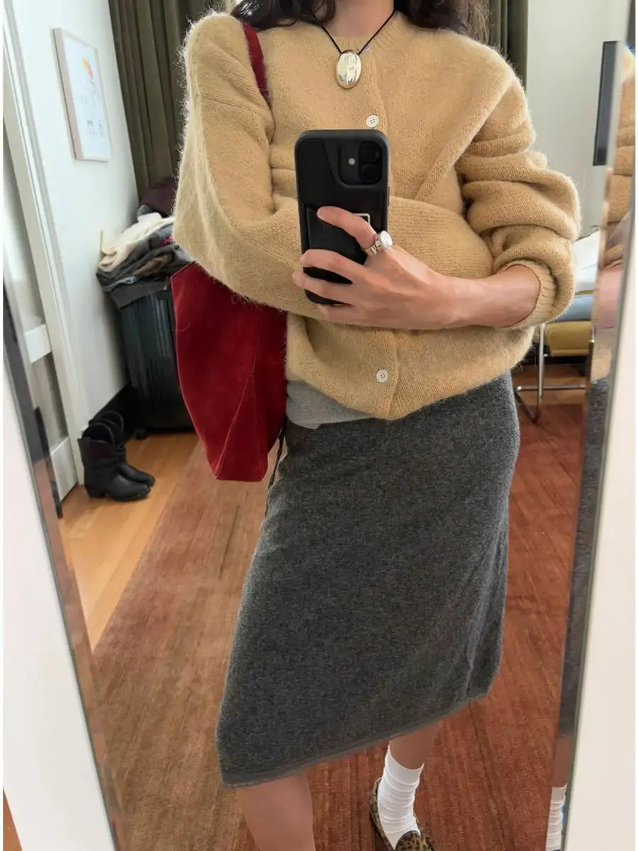 

Мягкая вязаная юбка-карандаш с завязками, женская, с высокой талией, облегающая, повседневная, цветная, с кружевом, от Dongda Gate Baby Sauce