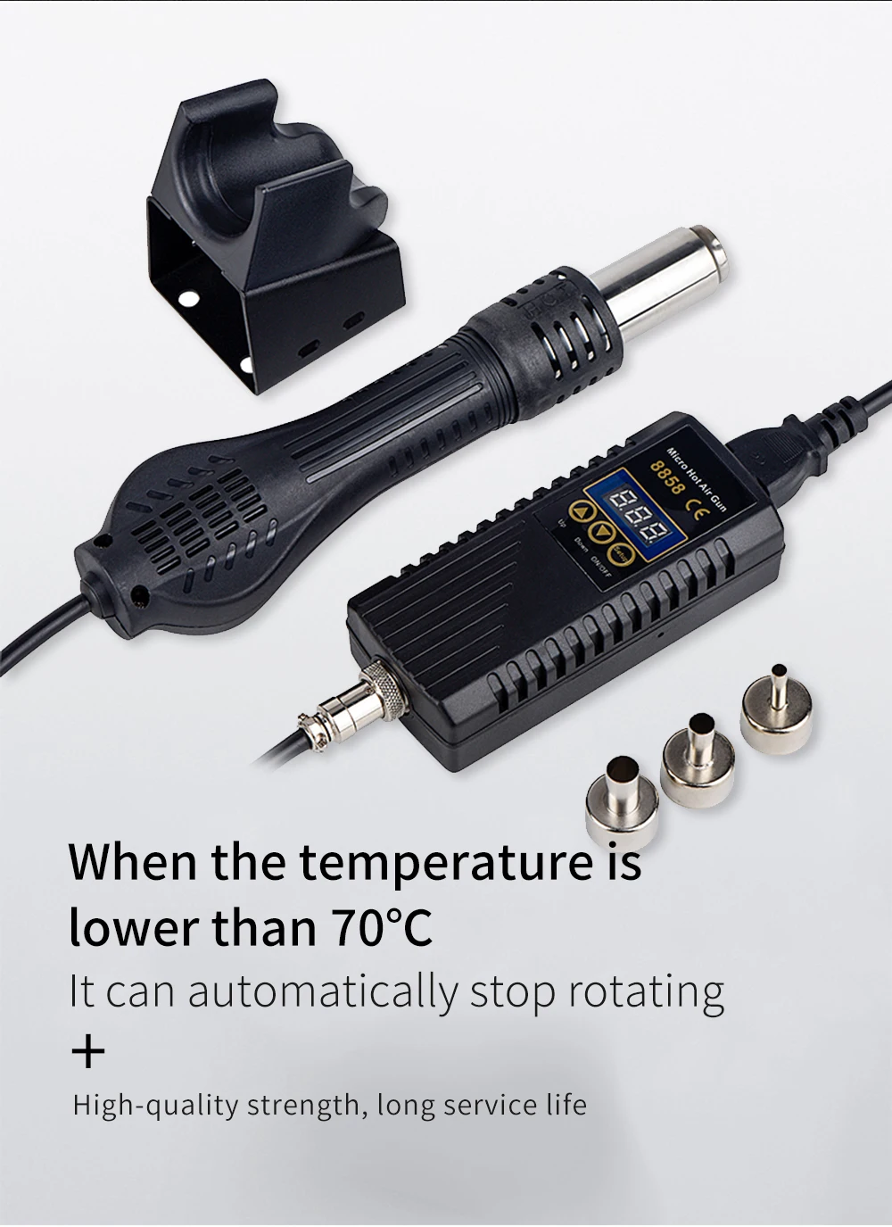 JCD 8858 Micro Hot Air Gun 750W Rework Soldering Station LCD Digital Hair Dryer For Soldering 110V Heat Gun Welding Repair Tools