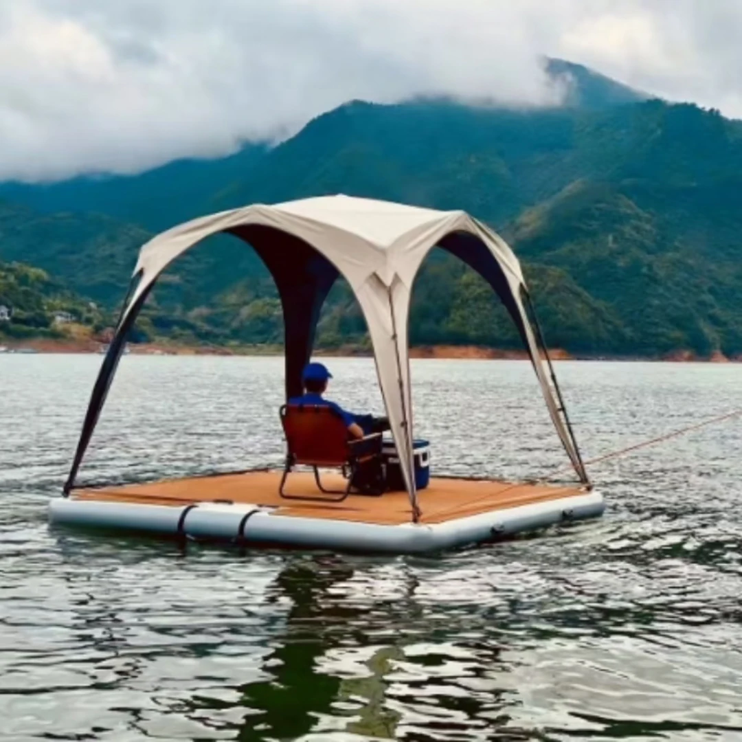 New Design Inflatable Water Leisure Tent Floating Island Home Use PVC Material Over 500kg Capacity
