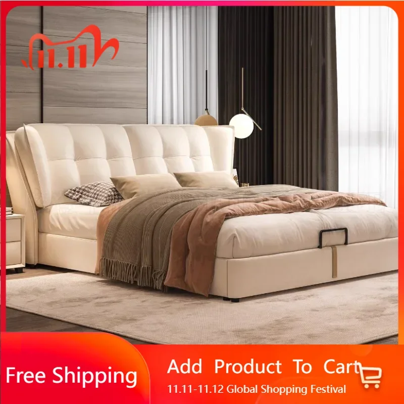 

Minimalist Modern King Size Bed Luxury Princess Italian Comferter Bed Double Cama Matrimonial Women Muebles Unique Furniture