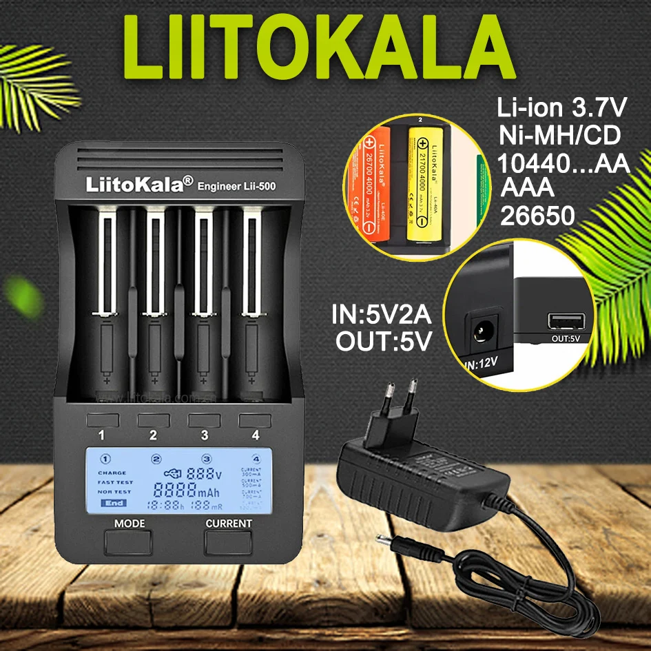 

Liitokala Lii-500 Lii-S12 D4XL 18650 Smart Battery Charger,3.7V 18350 14500 18500 21700 26650 1.2V AAA NiMH Lithium LCD Charger