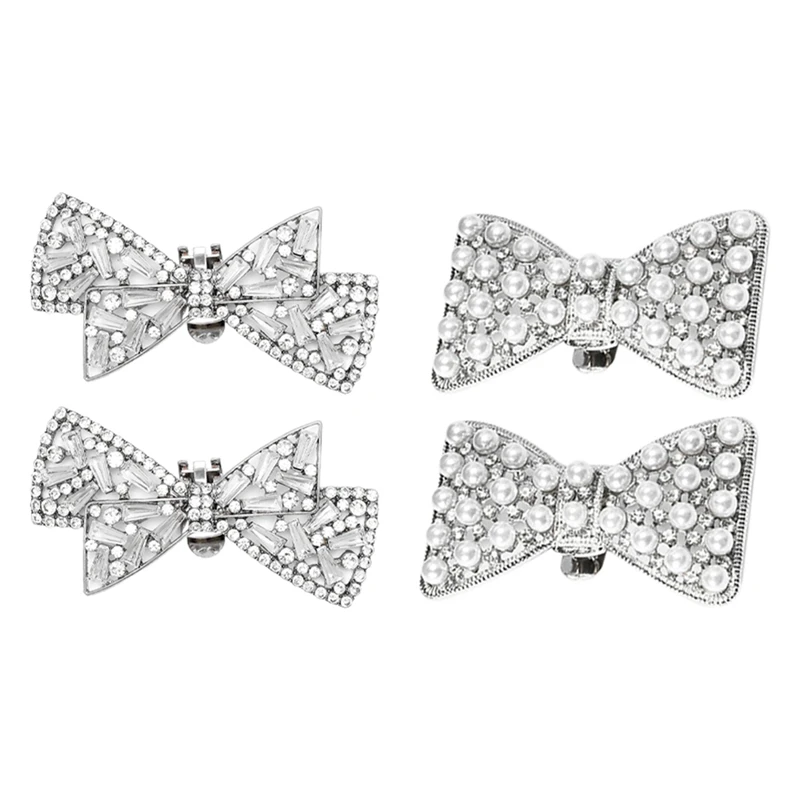 4Pcs Removable Shoe Clips Shoe Clips Bowknot Shoes Jewelry Decorative Shoe Accessories For Women Bride Wedding