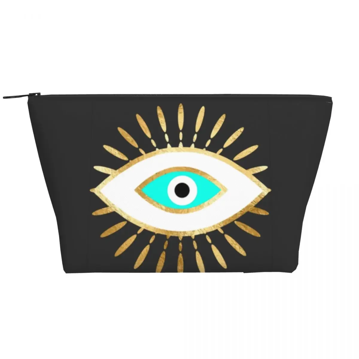 Hamsa Evil Eye Gold Foil Print Makeup Bag for Women Travel Cosmetic Organizer Cute Nazar Amulet Storage Toiletry Bags