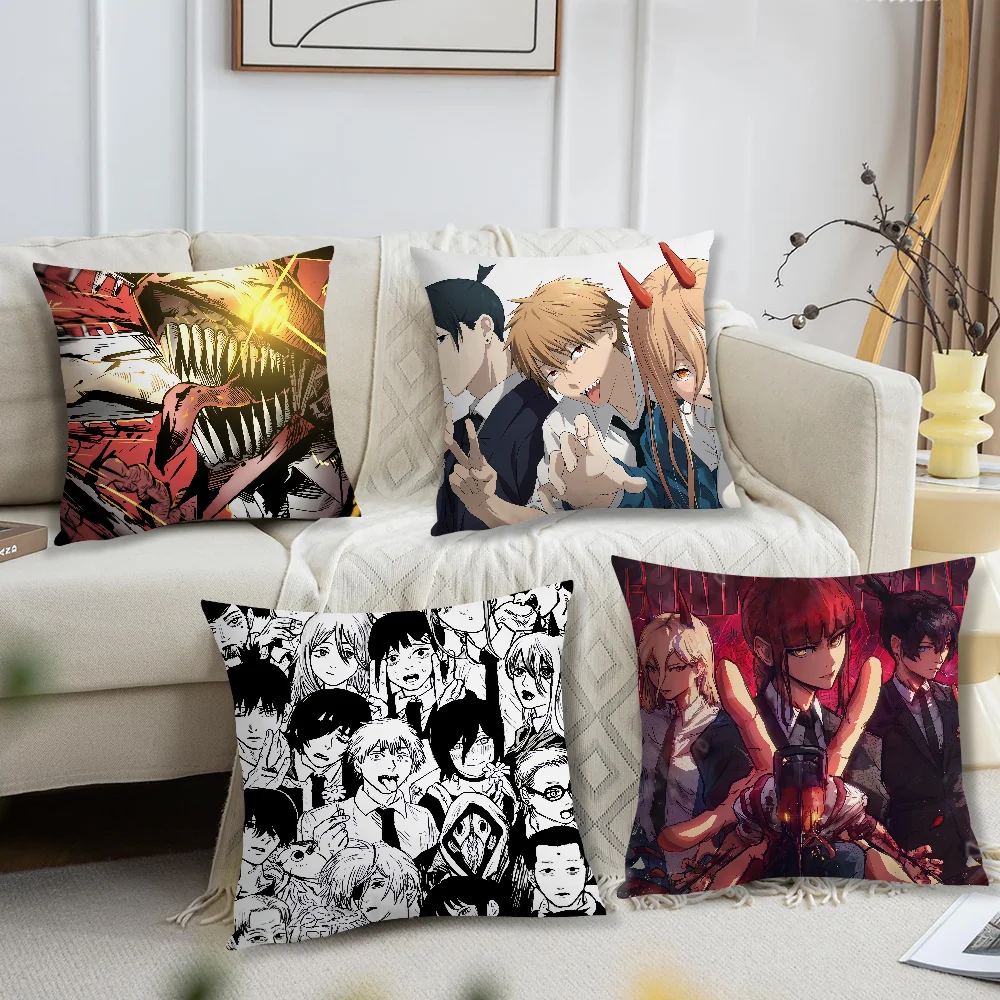 Hot Anime Comfortable soft Pillow Case for Sofa Living Room Home office C-Chainsaw M-Man Decor and Protective Covers