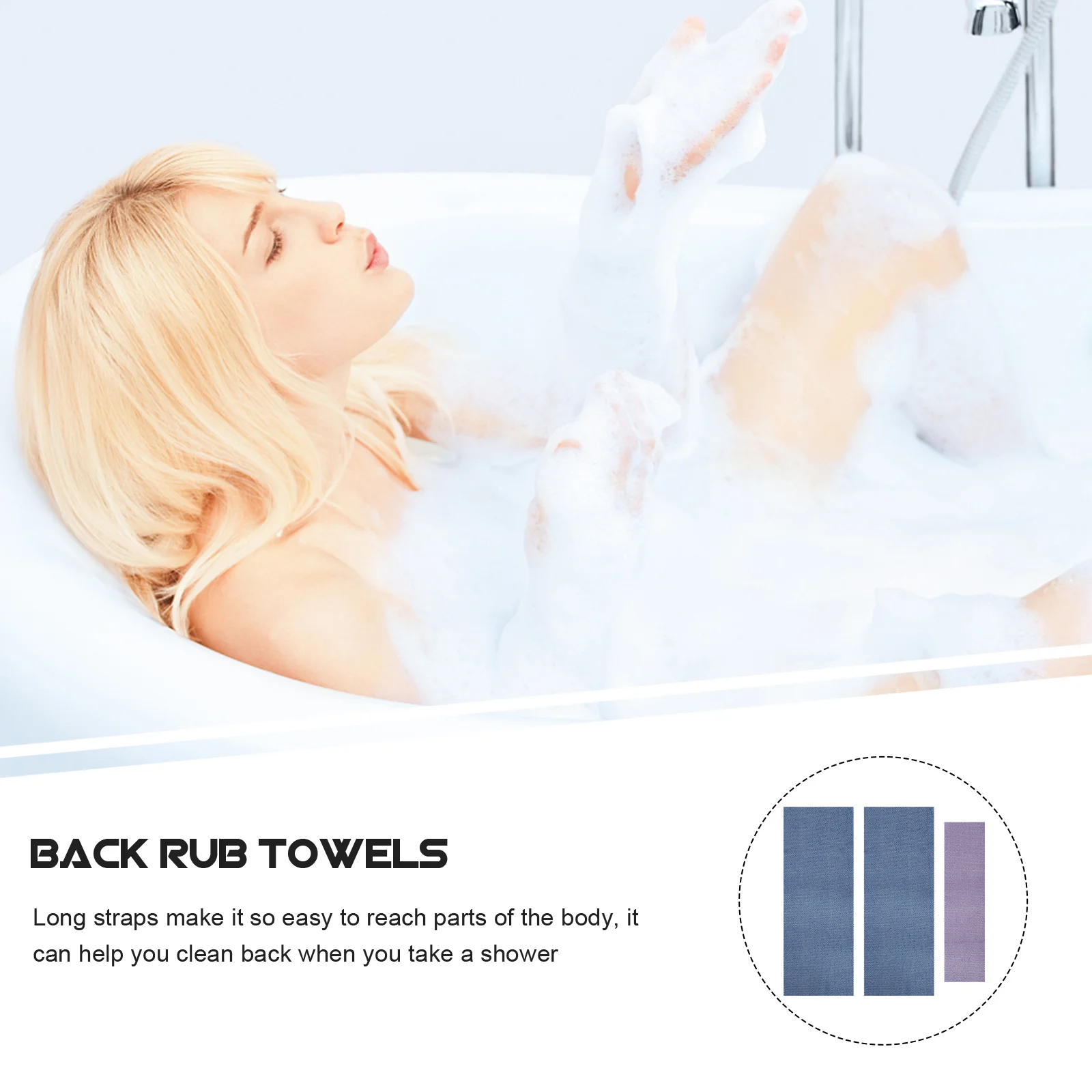 

3pcs Exfoliating Back Scrubber Durable Bath Towel Long Strap For Dead Skin Removal Shower Use Body Scrubbing Tool Bathing