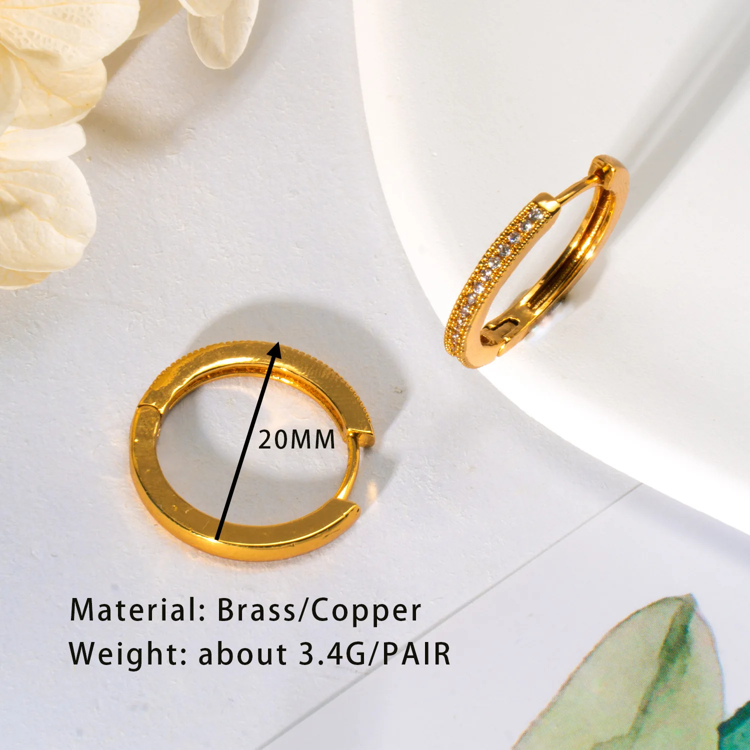 Korean version of cold wind diamond circle ear buckle Internet celebrity same earrings versatile 24K gold earclip earrings whole