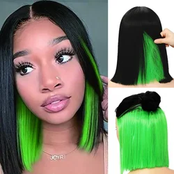 Woman Green Wigs Short Straight Heat Resistant Synthetic Pink Red Hair For Black White Women Cosplay Lolita Bob Wigs